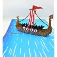 Handmade 3d Popup Card Viking Boat Birthday Wedding Anniversary Fathers Day Graduation Sailing Holiday Leaving Moving Vicky The Viking Valentine's Day